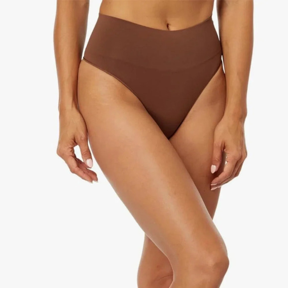 NWT SPANX EcoCare Seamless Shaping Thong chestnut brown, SMALL - Picture 1 of 5